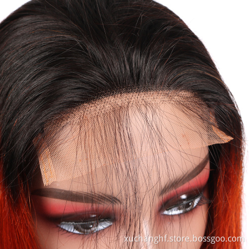 Straight Hair Wig Ombre 1B Orange Lace Front Wigs 180% Brazilian Remy Hair Ombre Ginger Orange Human Hair Wigs